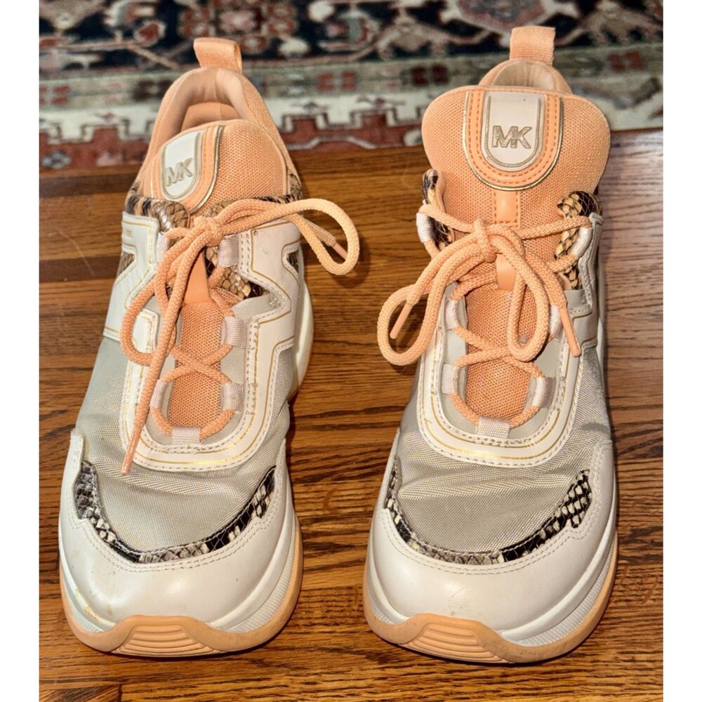 MICHAEL KORS Olympia Trainer Extreme Color Orange MultiSnake Size 9